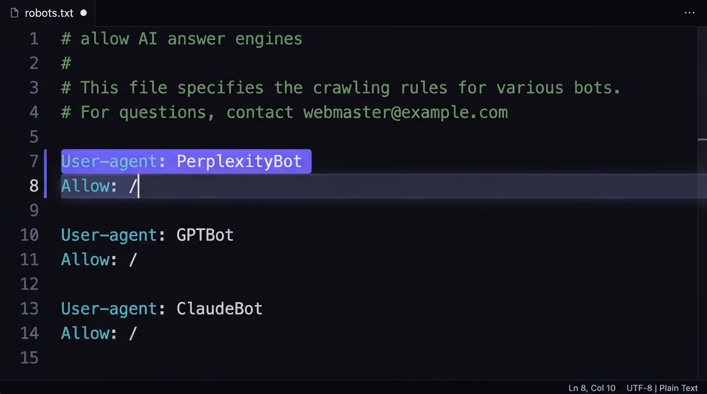 robots.txt allowing PerplexityBot to crawl the site