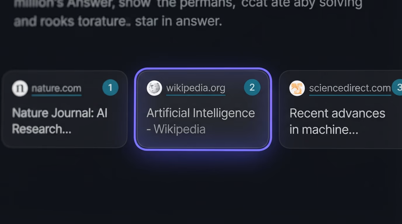 Perplexity citing sources with numbered links in its answer