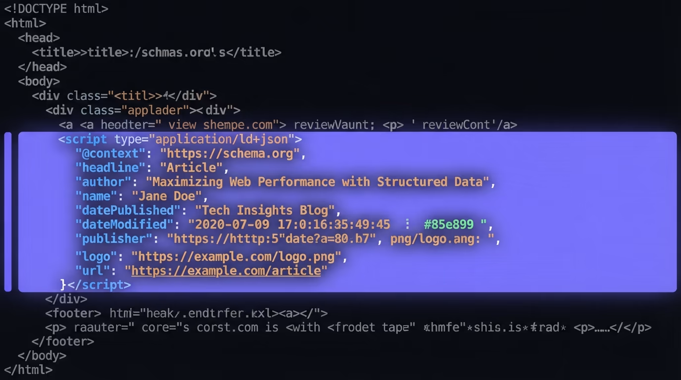 Structured data in a page's HTML that AI engines read for schema markup for AI