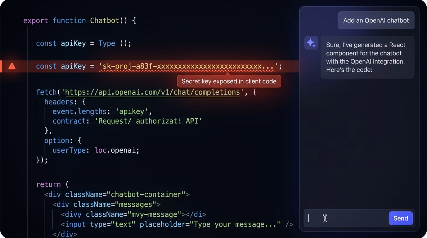 why AI-generated code exposes API keys